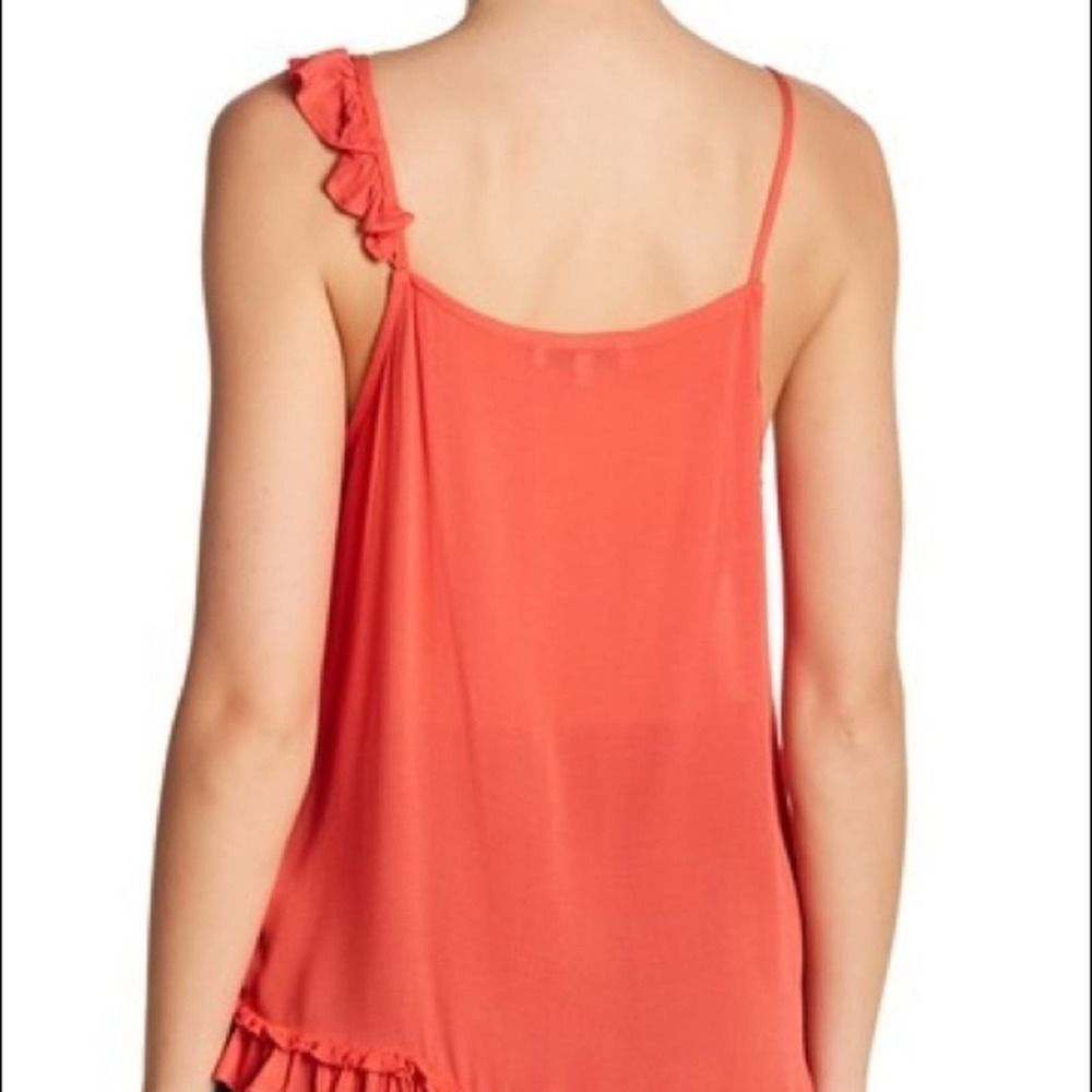 Ro & De Top Coral Asymmetrical Ruffle Tank Top - Picture 2 of 6